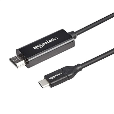 Amazon Basics Cable adaptador de USB-C (fuente) a HDMI (pantalla), compatible con Thunderbolt 3, 4K a 30 Hz, 0.91 m, color negro